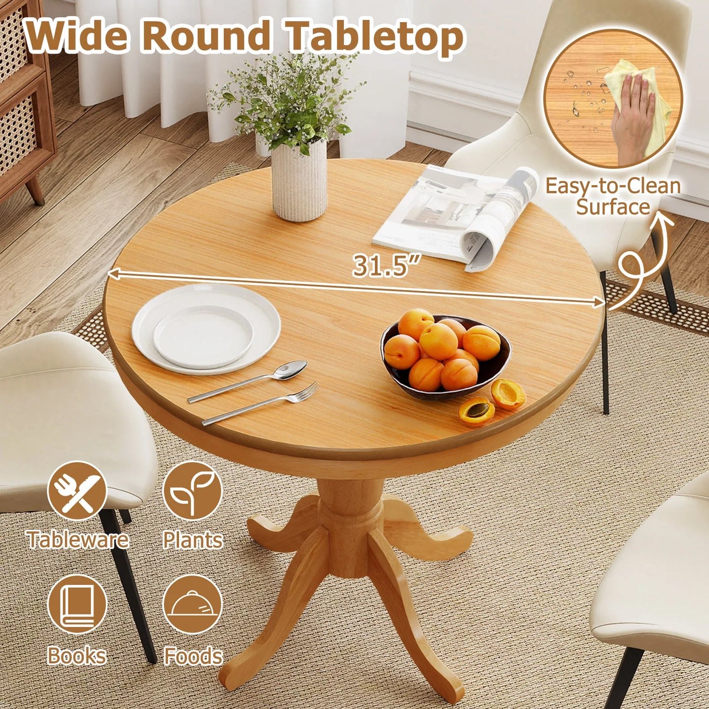 32" Round Pedestal Dining Table High Top Ped Table Kitchen Dining Room