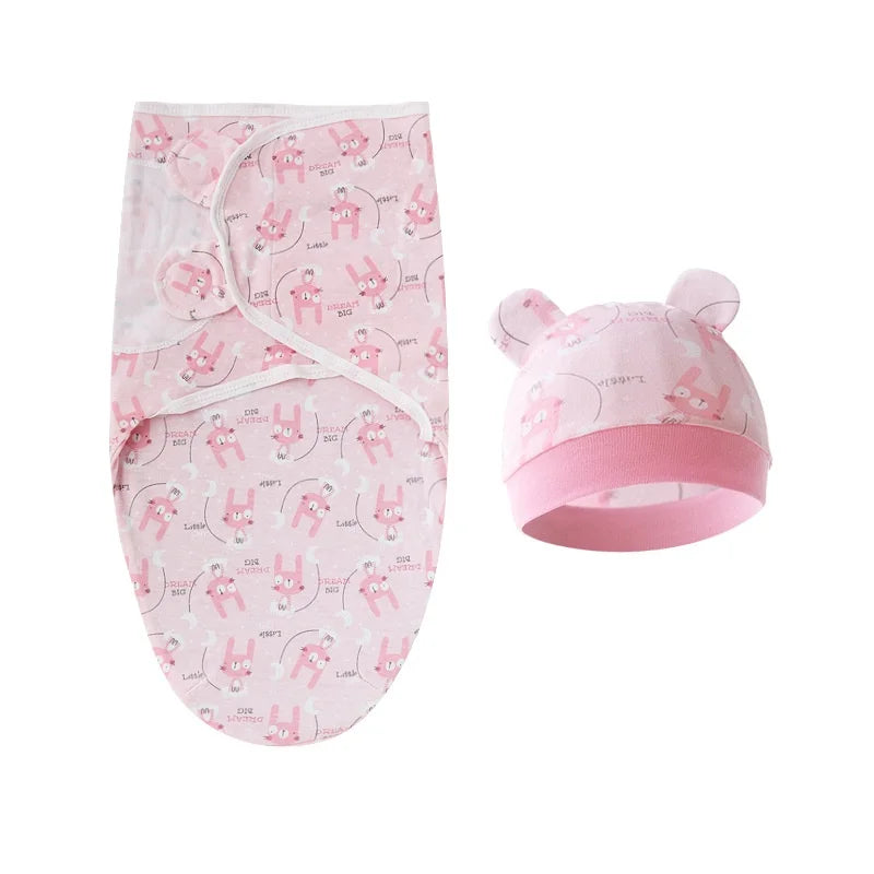 Pure cotton skin-friendly newborn baby wrap, easy to wear with, easy to change diapers, with a cap, give baby more protection