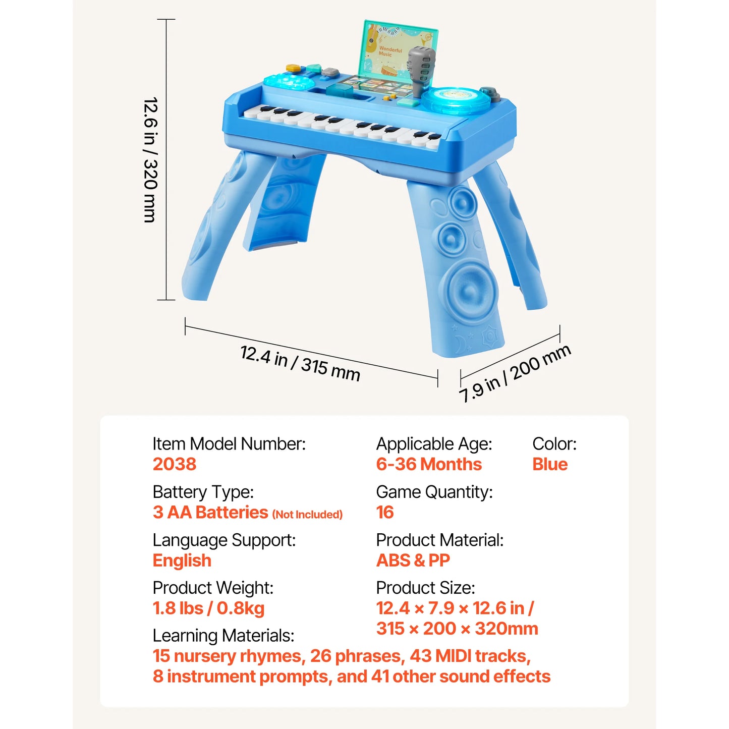 SucceBuy Baby DJ Playset for Toddlers with 133 Sound Sources Recording and LED DJ Turntable Baby Activity Table for Birthday