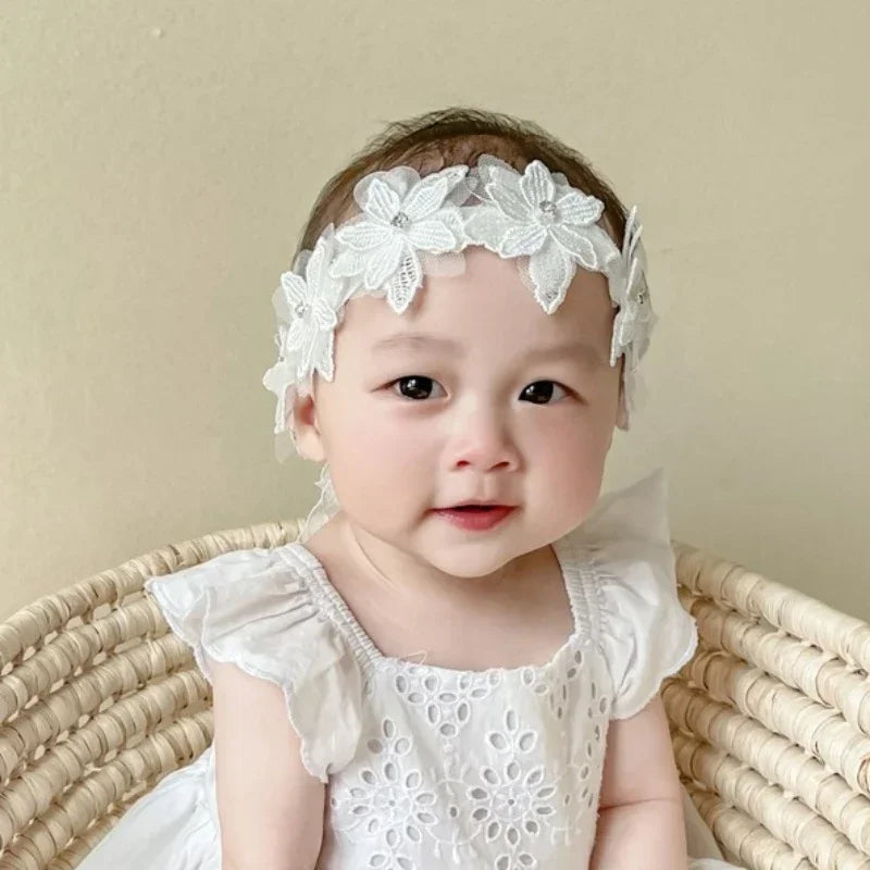 New Vintage Girls Pearl Headband Vintage Baptism Headband Rhinestone Baby Headwear baby hair accessory First Birthday Costume