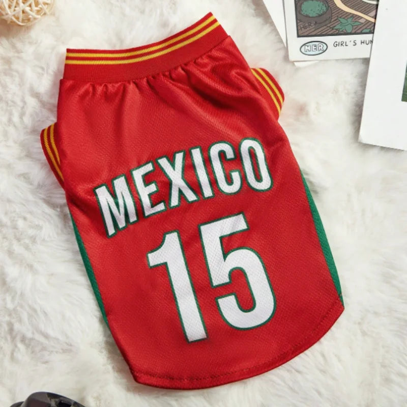 Mesh Breathable Dog Clothes Schnauzer Teddy Sport Large Dog Jersey Basketball Clothing Puppy T-Shirts Summer Pet Cat Shirts