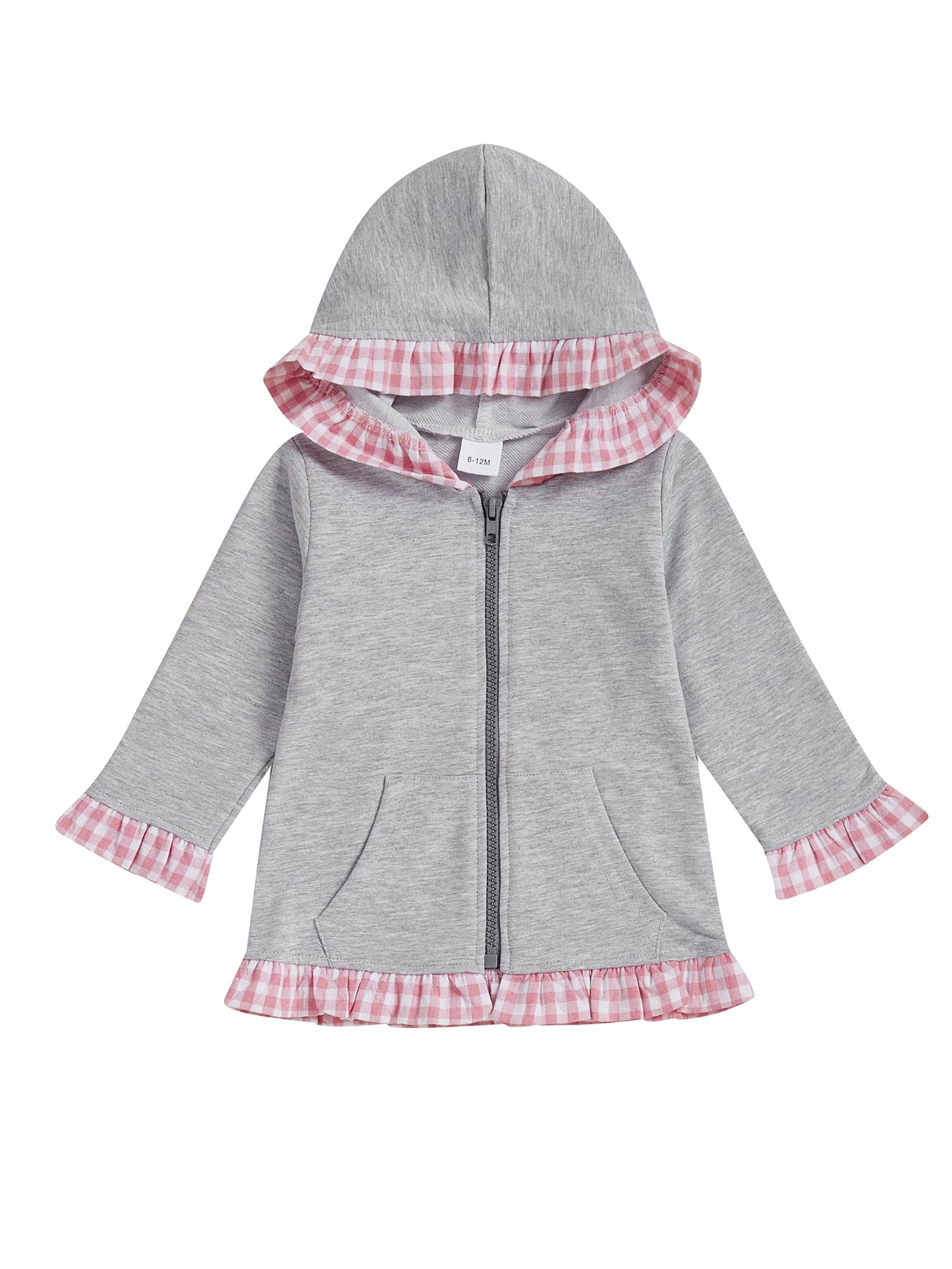Children s Girls Plaid Hoodie with Zipper Closure Long Sleeve Sweatshirt Jacket for Everyday Casual Wear and Activities