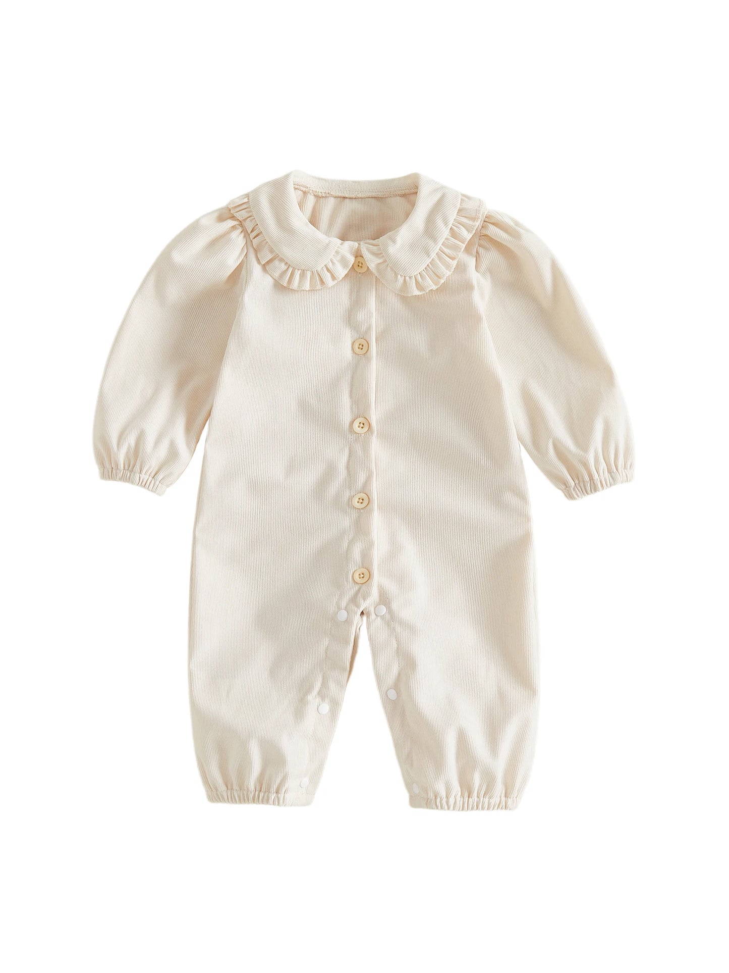 Infant Girl Collar Solid Color Romper Puff Long Collar Jumpsuit Doll Girl-Romper Puff Long Infant Girl Romper