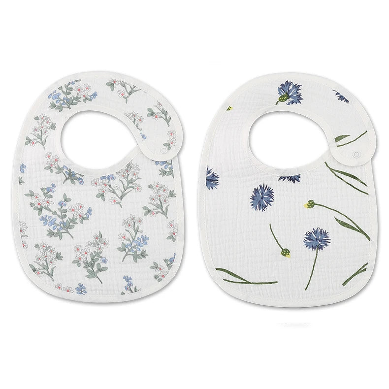 2pcs/set Summer Waterproof Baby Bibs New Cute Cotton Infant Bib Newborn Burp Cloths for Kids Boy Girl Soft Feeding Saliva Towel