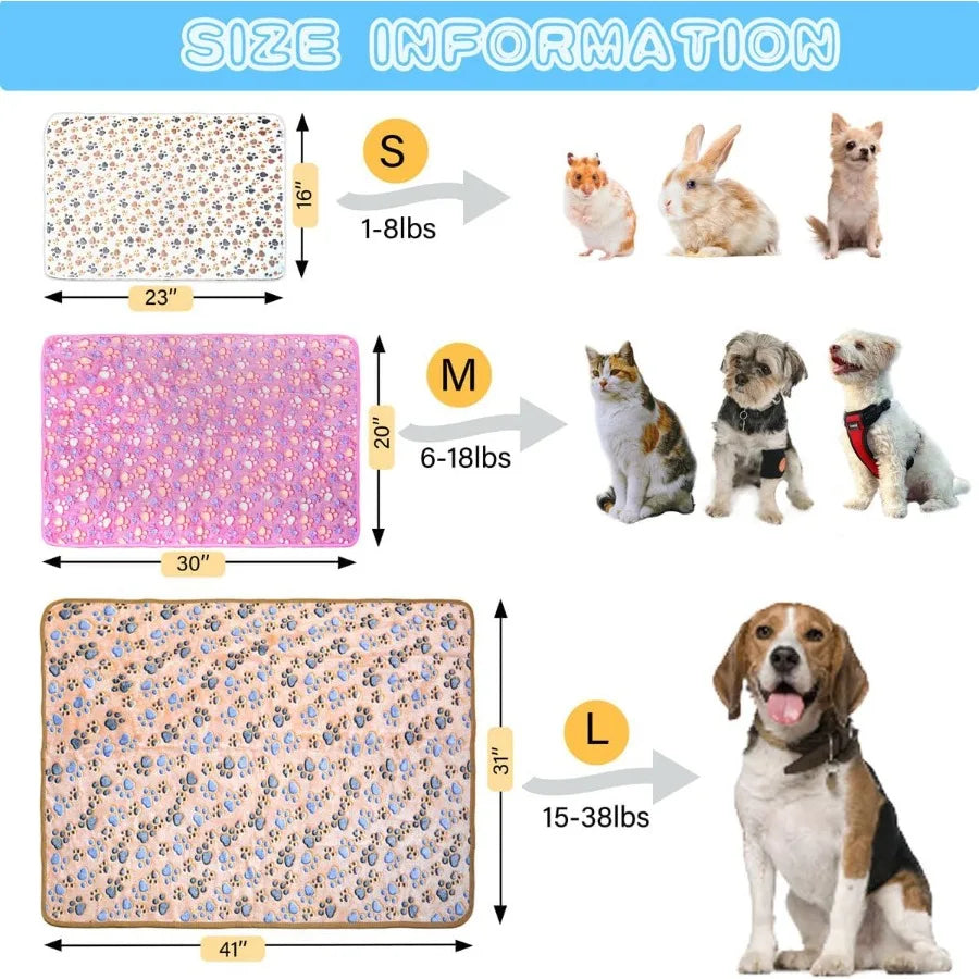 1 Pack 3 Premium Soft Washable Dog Blankets with Cute Paw Print Design for Dogs Ideal for Pet Comfort and Warmth Perfect for In