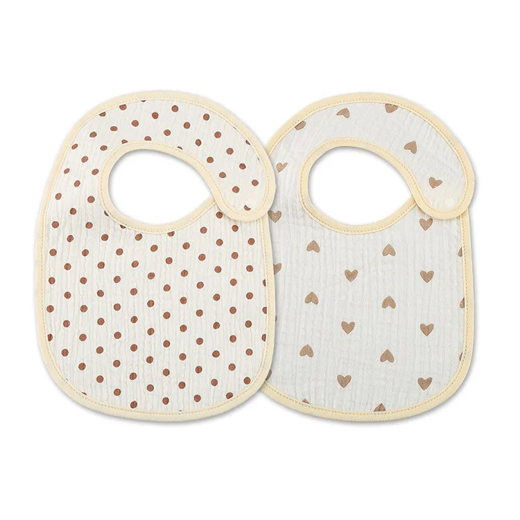 2pcs/set Summer Waterproof Baby Bibs New Cute Cotton Infant Bib Newborn Burp Cloths for Kids Boy Girl Soft Feeding Saliva Towel