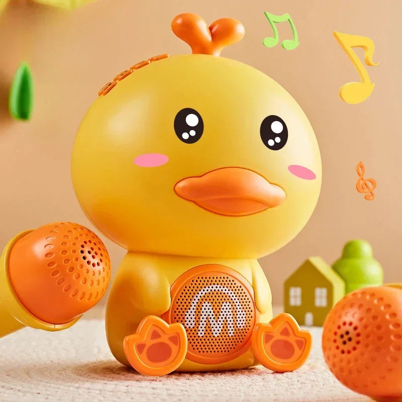 Cute Duck Singing Vocal Toys with 2 Mocrophone Bluetooth Karaoke Portable Speaker Sound Early Education Machine Children Gift