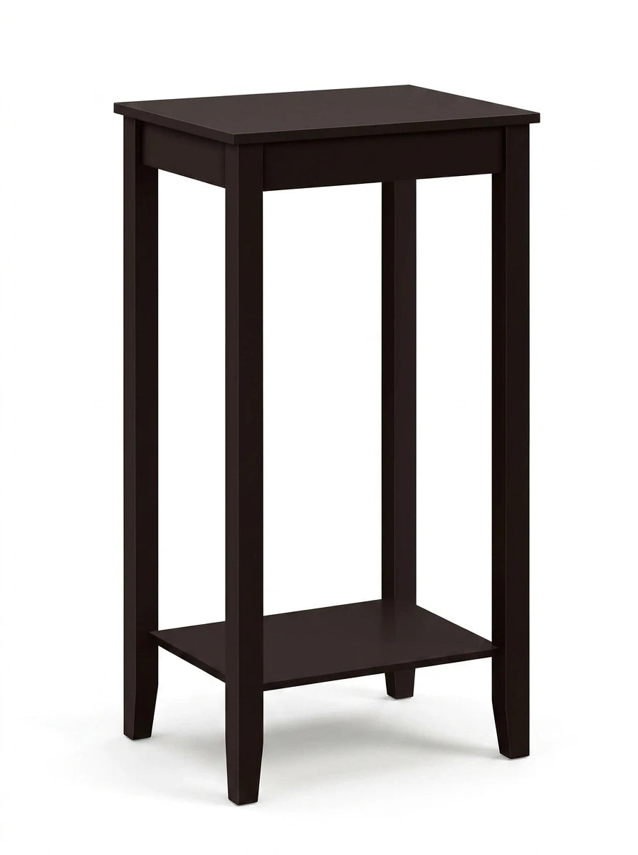 End Table, Tall Narrow Side Table with Wood Frame and Storage Shelf, Compact Nightstand for Living Room, Bedroom