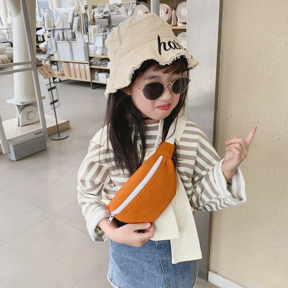 Kids Girls Casual Fanny Waist Bag Pack Zip Ladies Casual Elegant Canvas Chest Bum Belt Lightweight Daily Shoulder Pouch