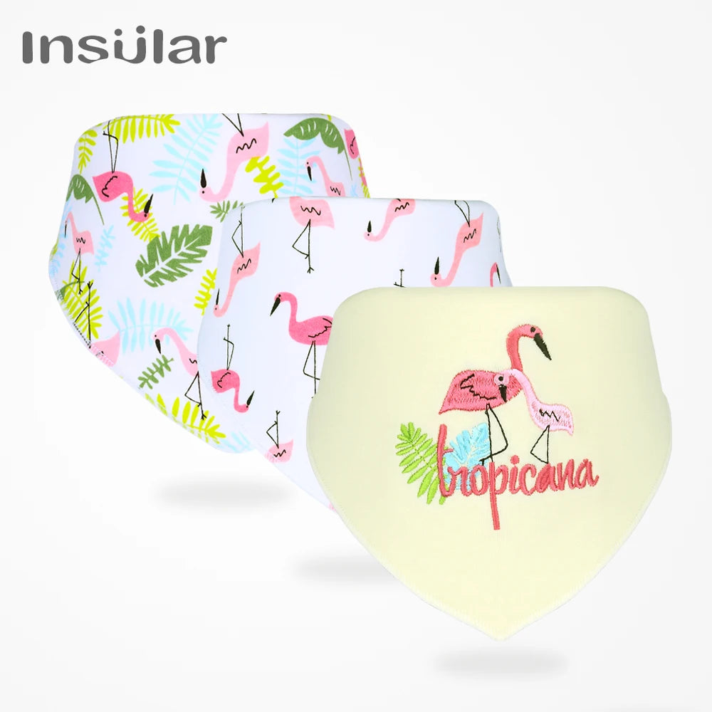 3pcs/set High Quality Baby Bibs Double Layers Cotton Infant Saliva Towel Toddler Boys Girls Cute Baby Bibs Bandanna Burp Cloth