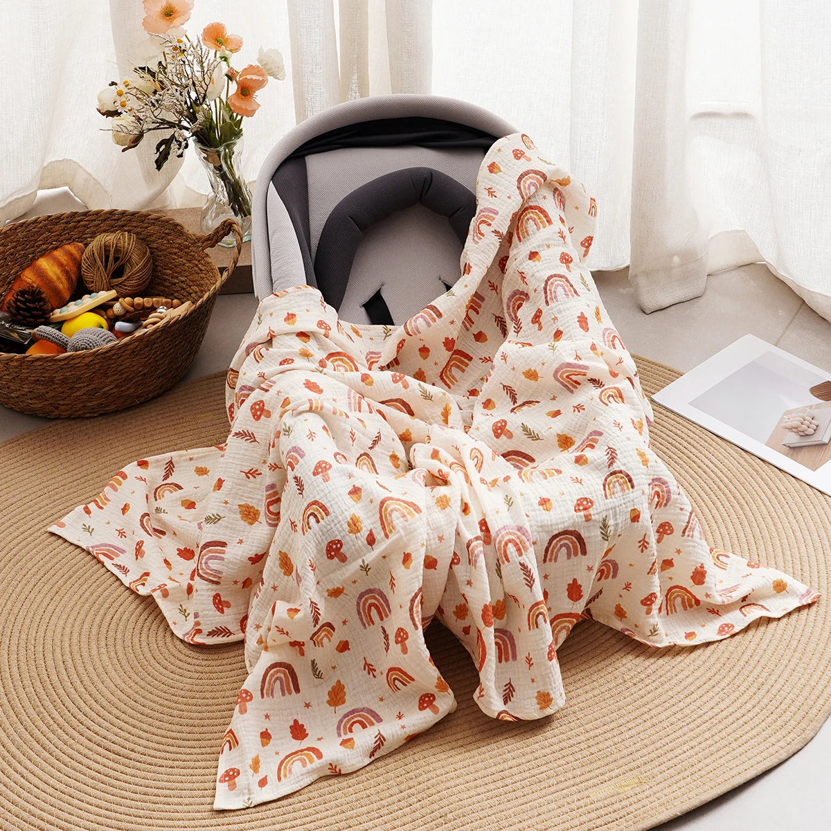 All Season New Arrival 100% Cotton Baby Muslin Swaddle Blanket Newborn Bath Towel Cute Infant Quilt Size 100x100cm