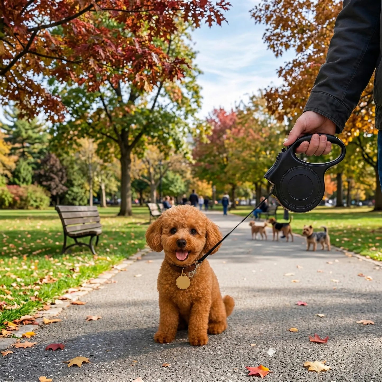 Led Light Retractable Dog Leash for Small to Medium Dogs – Extends Up to 16ft for Night Walks