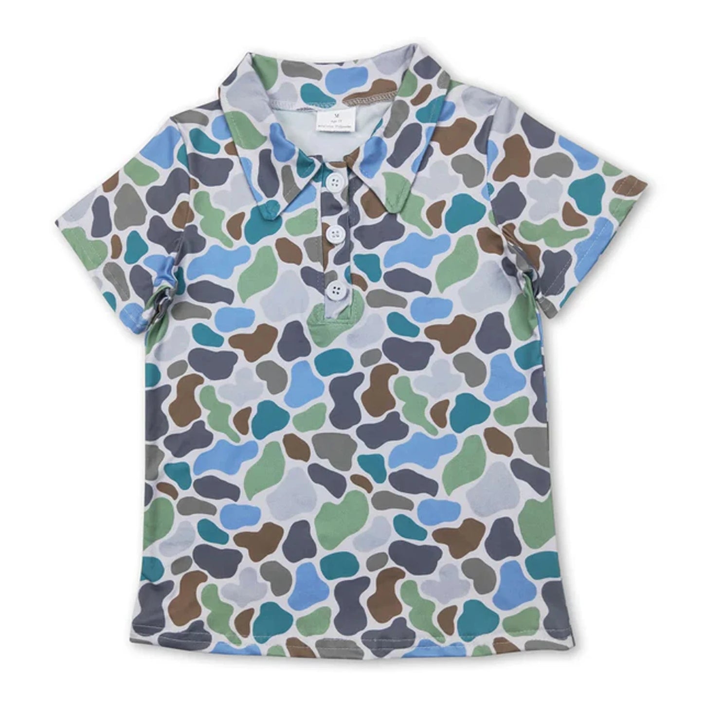 Kids Camo Print Short Sleeve Polo Shirts Soft Stretch Casual Toddler Boys Girls Lapel Tee Summer Children Camouflage Top