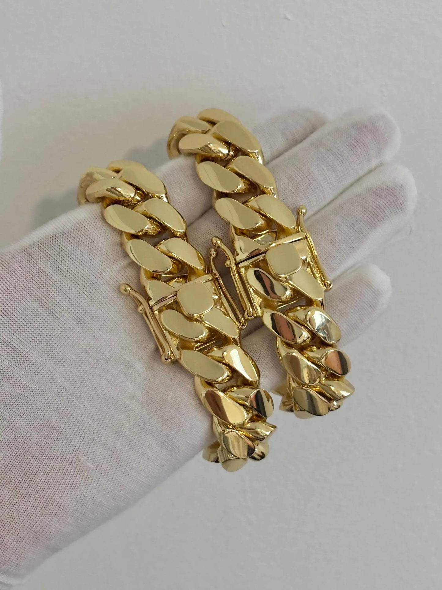 Luxury Miami Curb Cuban Chain unisex Bracelets Miami Cuban Link Bracelets 20mm 14k Gold Plated(Five Times Plated)