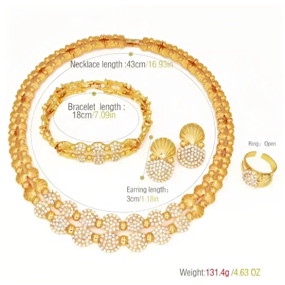 GZJPEI Fashion Women Jewelry Set Multi Layer White Zircon Necklace Bracelet Elegant Shell Earring Ring For Women Party Jewelry Birthday Gift Anniversary Gift 2026 Trendy