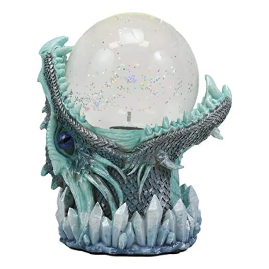 Blue ICY Frost Giant Leviathan Dragon LED Night Light Glitter Sparkle Water Globe Storm Ball Figurine with Sound Activated Sens