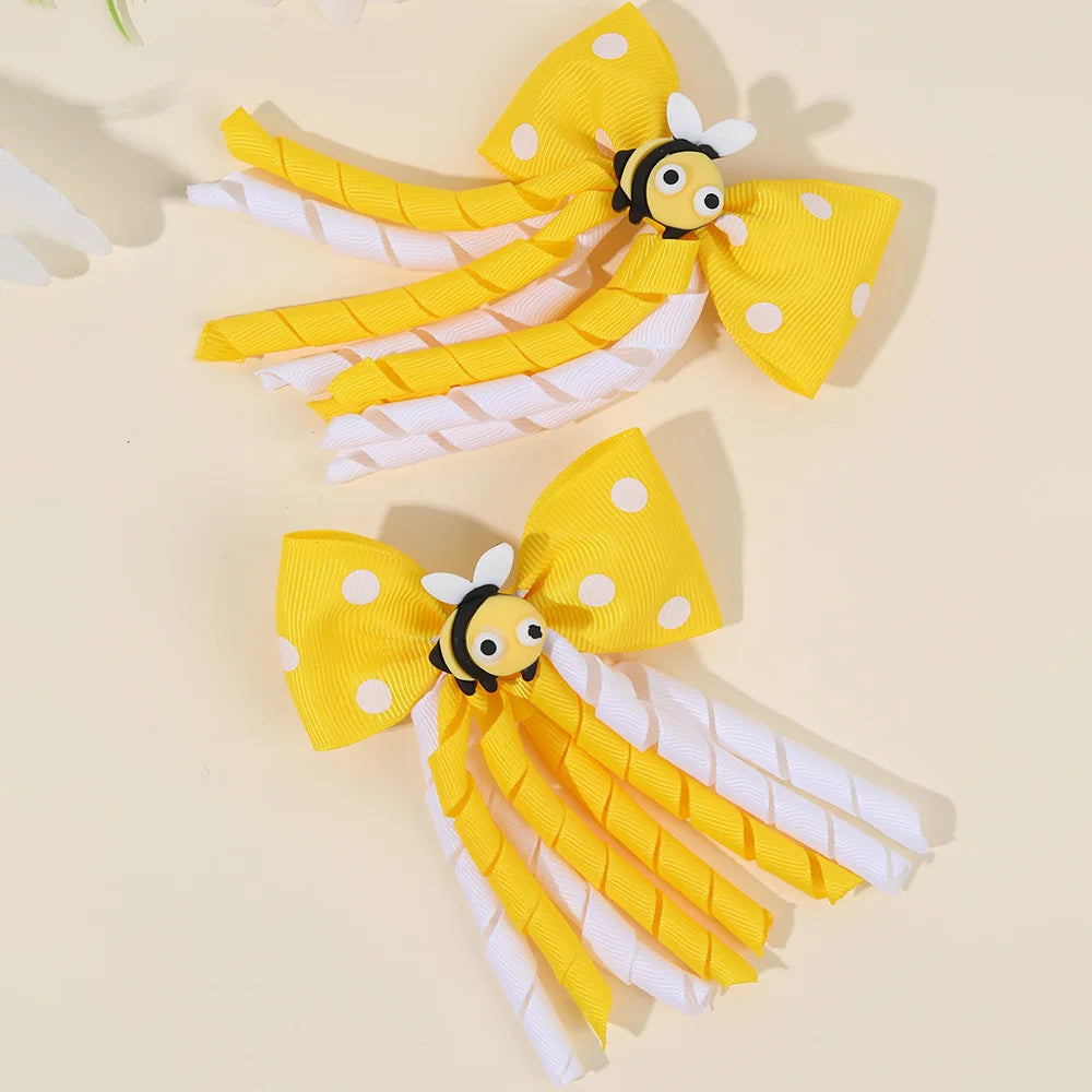 2Pcs Cute Bees Ladybug Hair Clips Insect Ponytail Hairpin Girls Kids Children Trendy Animal Playful Headwear Hair Accessories for Women