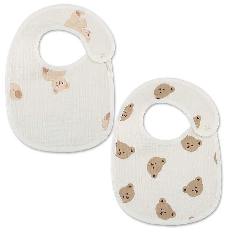 2pcs/set Summer Waterproof Baby Bibs New Cute Cotton Infant Bib Newborn Burp Cloths for Kids Boy Girl Soft Feeding Saliva Towel