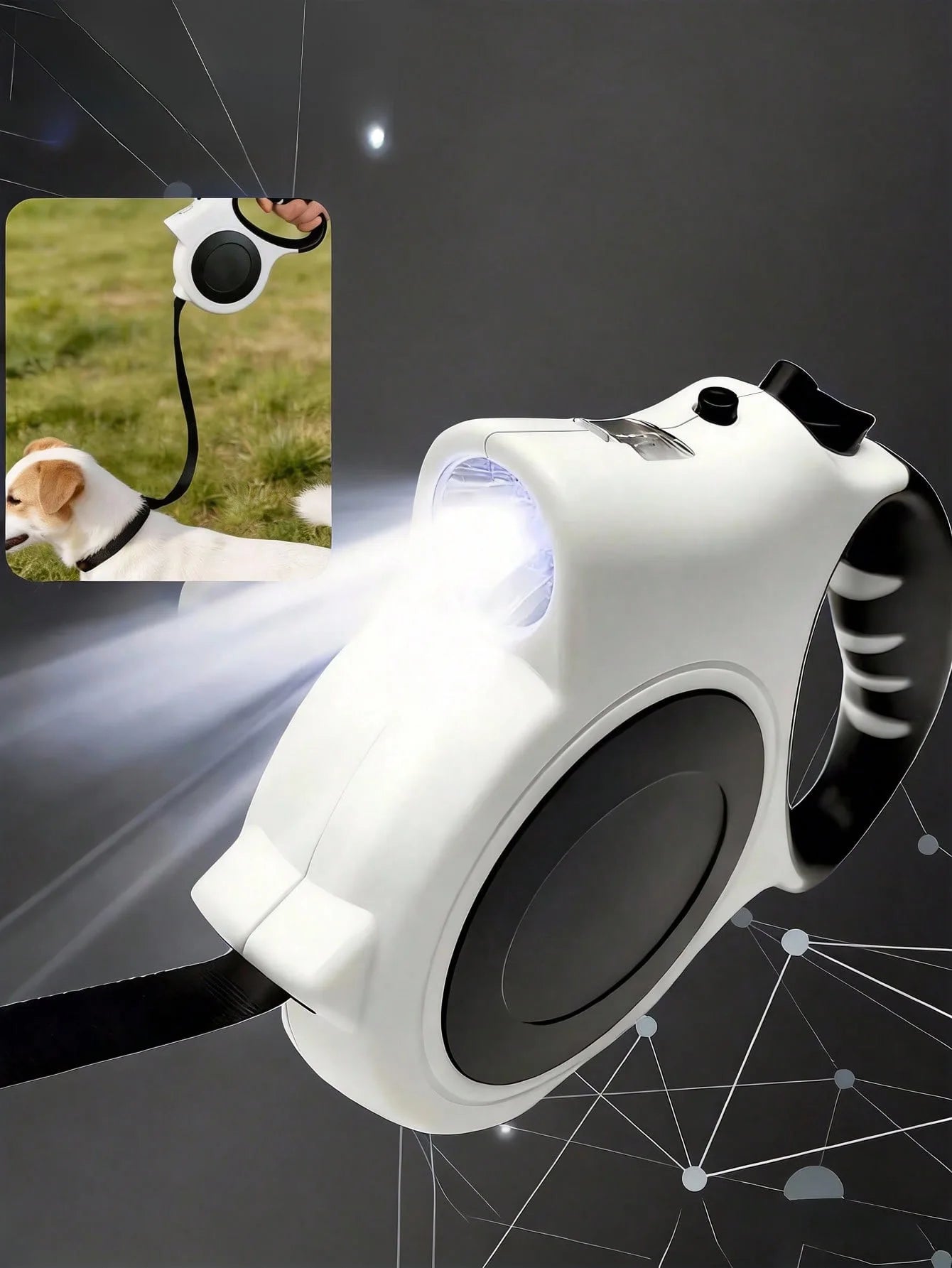 Led Light Retractable Dog Leash for Small to Medium Dogs – Extends Up to 16ft for Night Walks
