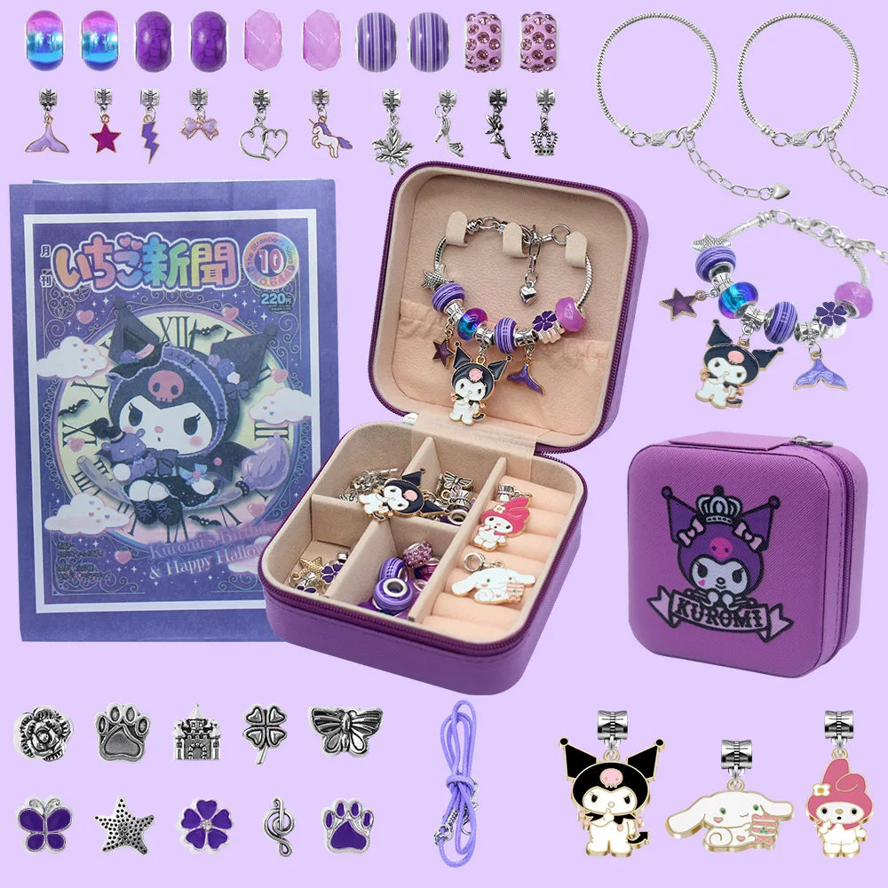 Fashion DIY Bracelet, Beaded Handmade with Cartoon Metal Pendant, Little Girls' Birthday Gift, Kids' Jewelry, Exclusive Discount