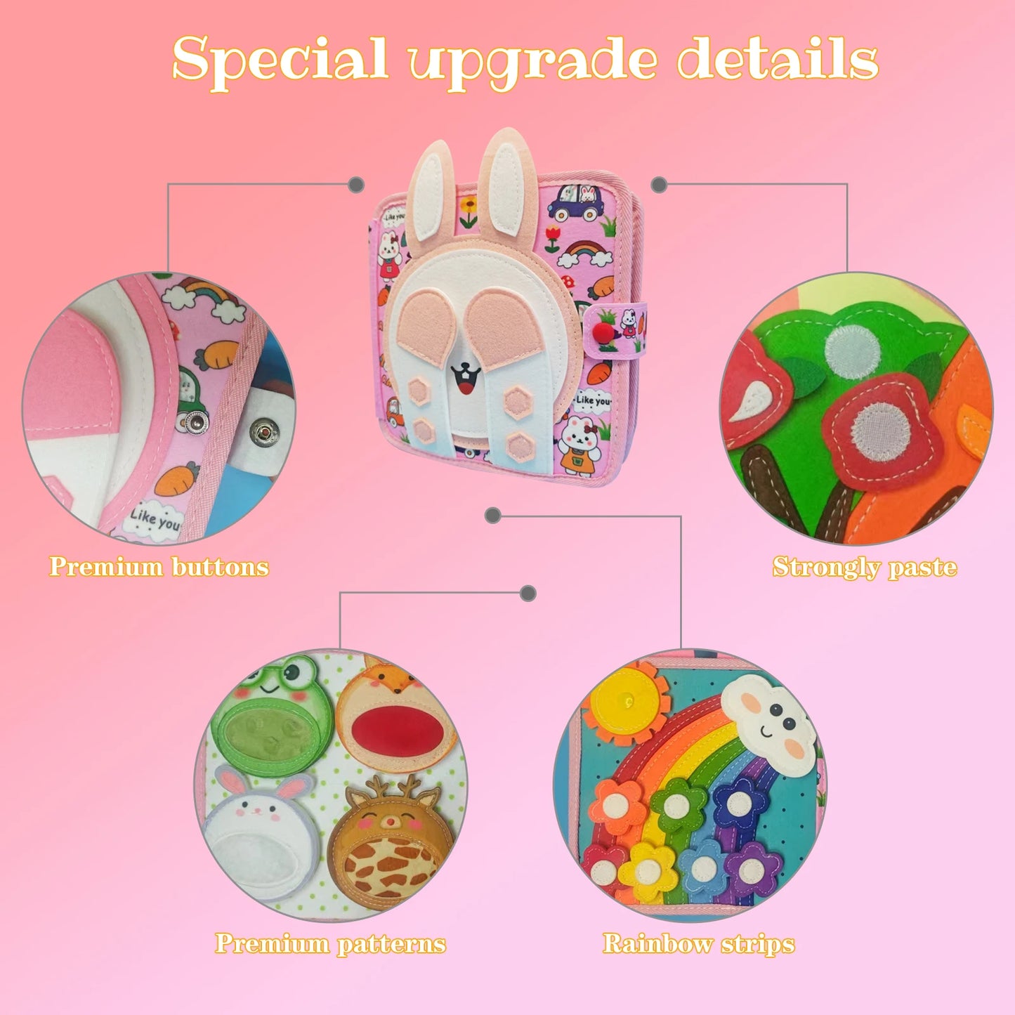 Children's baby Early Education Intelligence Learning baby Toys Felt Learning Board, Busy Board, Busy Book, Cloth Book, Including Life Skills, Alphabet, Numbers, Shapes Colors, Animals, Weather, Toddler Travel Toys, Birthday