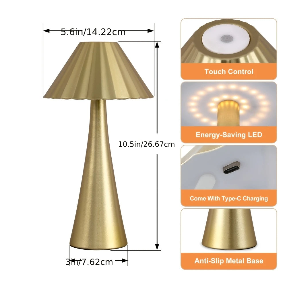 26.5 Inch Modern Mini Table Lamp Set Of 2, Small Nightstand Lamp With Top Touch Control and USB Charging, Metal Desk Lamp with Dimmable LED Light For Living Room, Bedroom, Office, Study, Outdoor