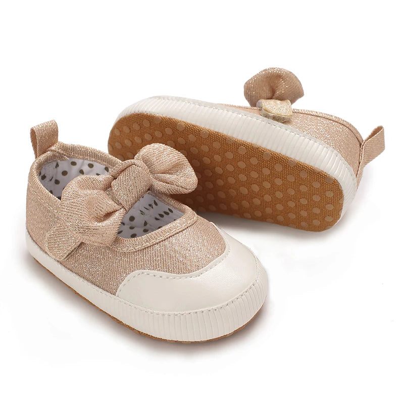 Cute Spring Newborn Golden Baby Shoes Non Slip Cloth Bottom Girl Shoes Elegant Breathable Casual Baby First Walking Shoes 0-18 M