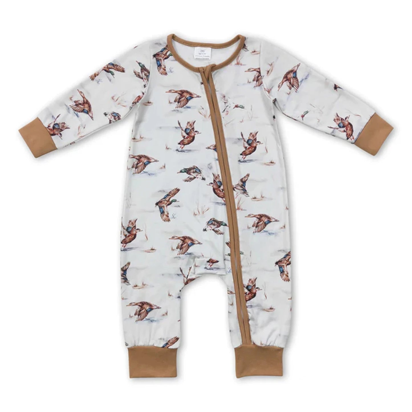 All Over Print Bamboo Baby Zipper Romper Long Sleeve Infant Sleeper Jumpsuit Hunting Camo Floral Newborn Sleepwear