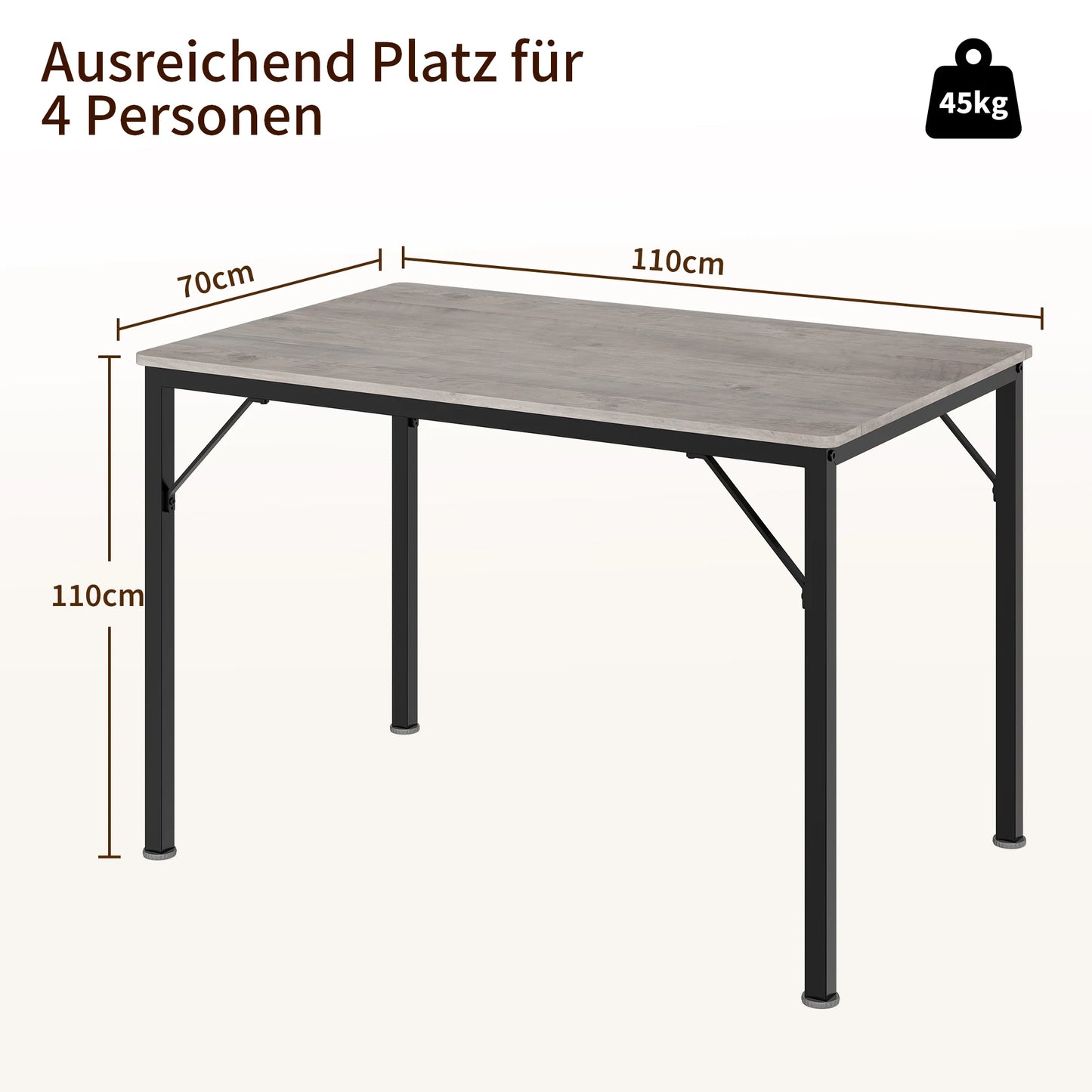 43.3" Industrial Dining Table for 4 – Black Kitchen Desk for Dining Room, Living Room or Apartment (Table Only)