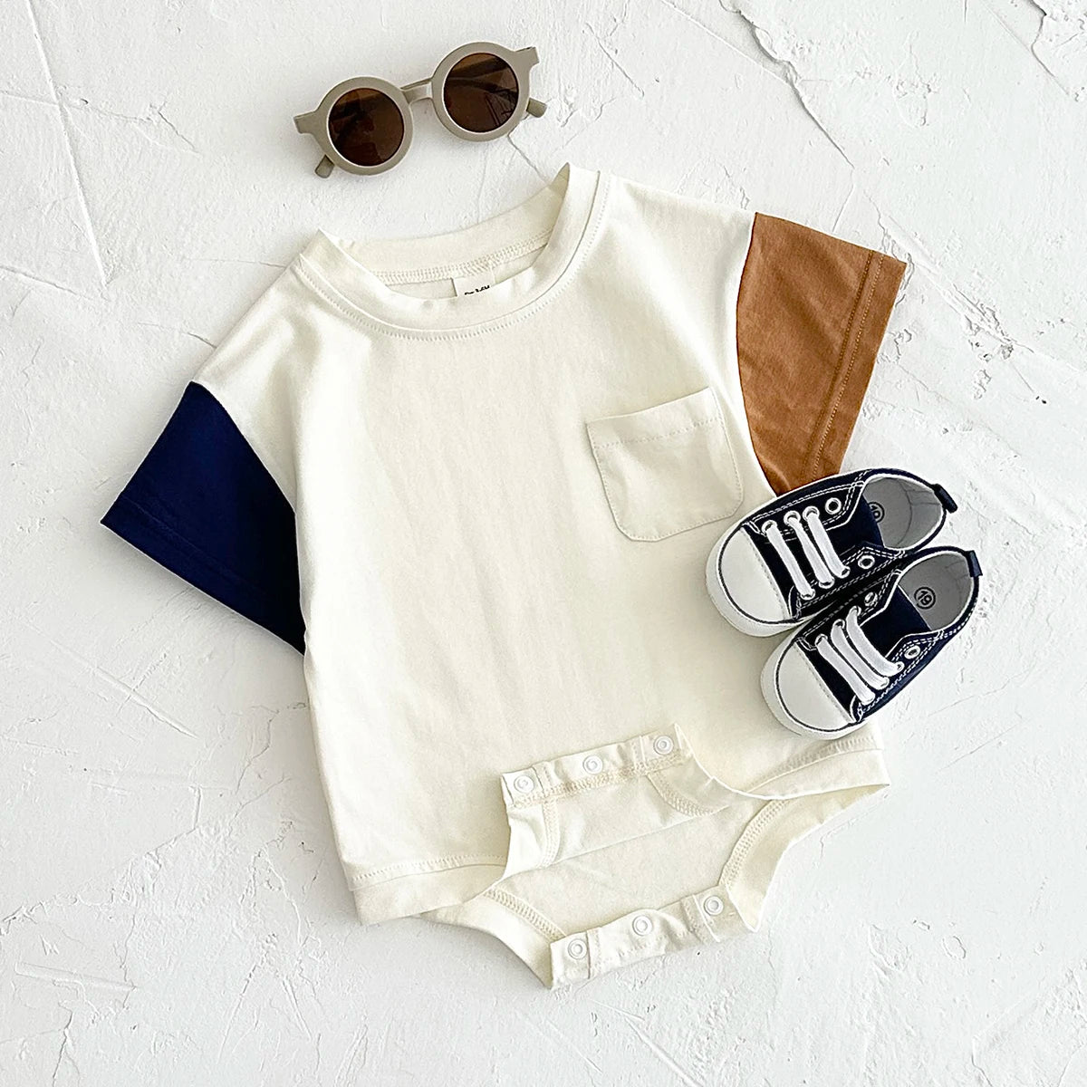 Summer Baby Clothes Romper Short Sleeved Triangle Bodysuit Cotton Kids Clothing Newborn Boys Girls Pocket Jumpsuit 0-18M