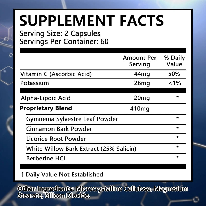 Sugar Balance Supplement - Supports Cardiovascular and Heart Health, Non-GMO, Gluten-Free, with Vitamin C, Berberine HCl