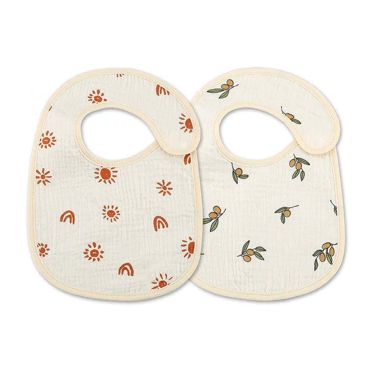 2pcs/set Summer Waterproof Baby Bibs New Cute Cotton Infant Bib Newborn Burp Cloths for Kids Boy Girl Soft Feeding Saliva Towel