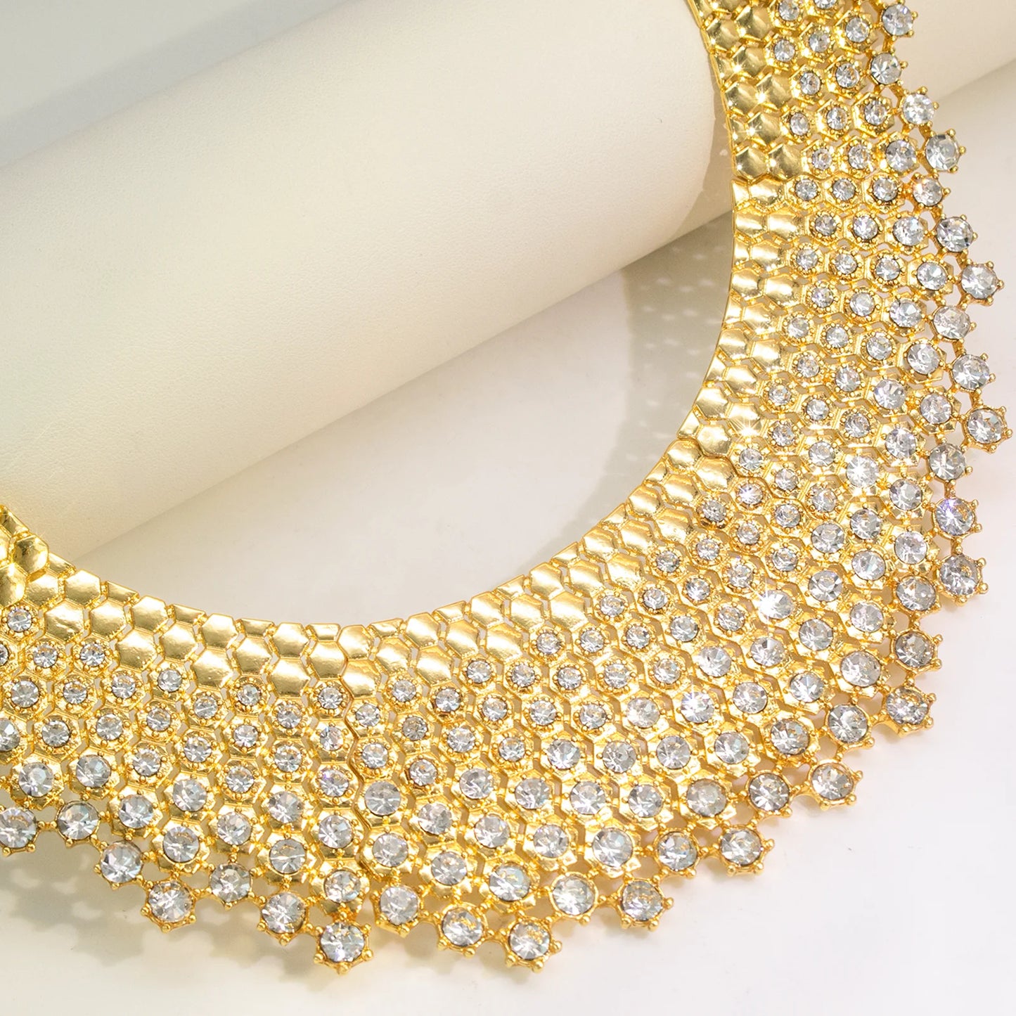 GZJPEI 4 Pcs/set Necklace Bracelet Earring Ring Light Luxury Jewelry Set Shiny White Full Zircon For Women Jewellery Birthday Gift Anniversary Gift