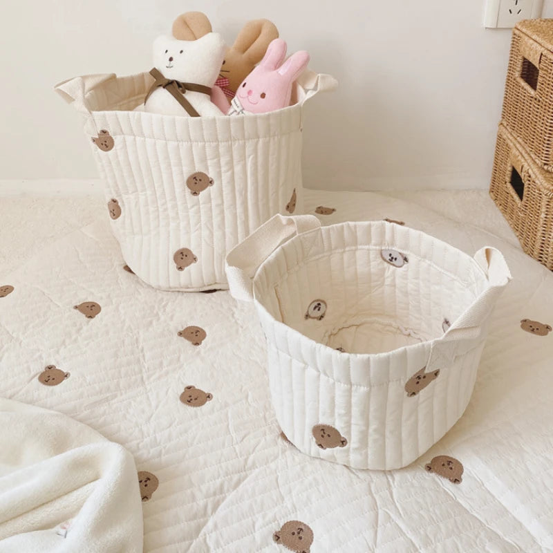 Cute Bear Embroidery INS Baby Bag Diaper Bag Caddy Nappy Cart Mummy Maternity Bag for Newborn - Storage Organizer for Toys And D