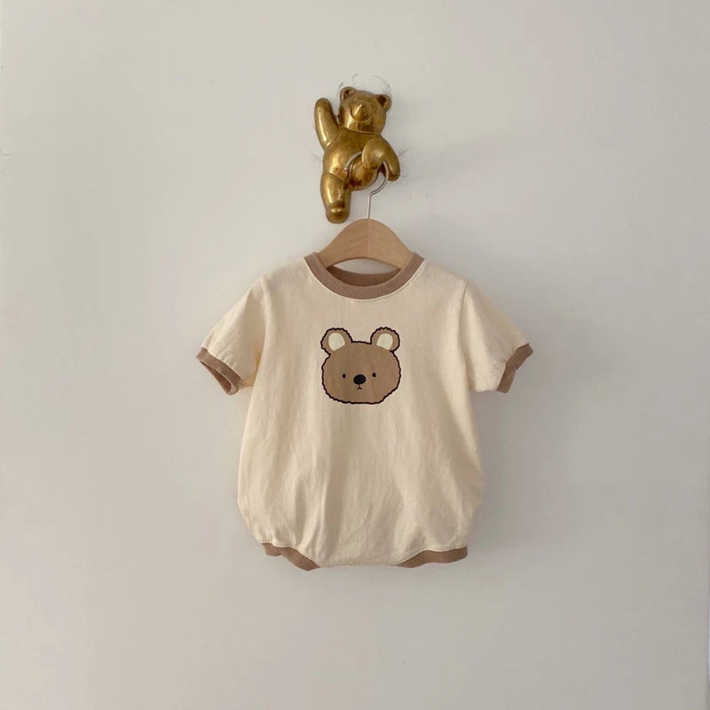 Summer Baby Girl Boys Bear Casual Short-sleeved Bodysuits Jumpsuit Toddler Boy Cotton Cartoon Romper One-pieces Clothing