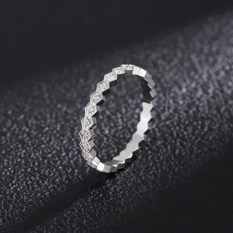 High Quality 925 Sterling Silver Honeycomb Ladies Classic Stacked Fashion Bee My Love Ring Trend Brand Wedding Fine Jewelry Gift