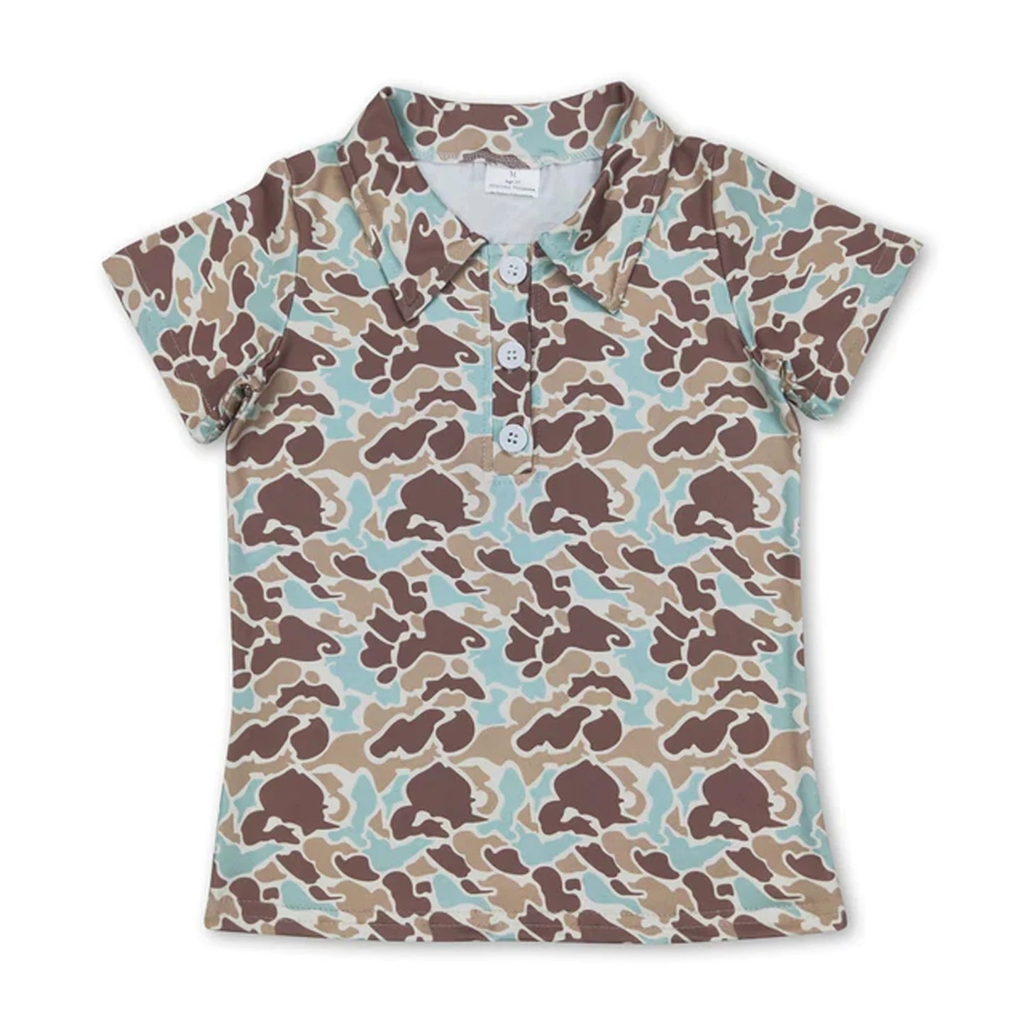 Kids Camo Print Short Sleeve Polo Shirts Soft Stretch Casual Toddler Boys Girls Lapel Tee Summer Children Camouflage Top