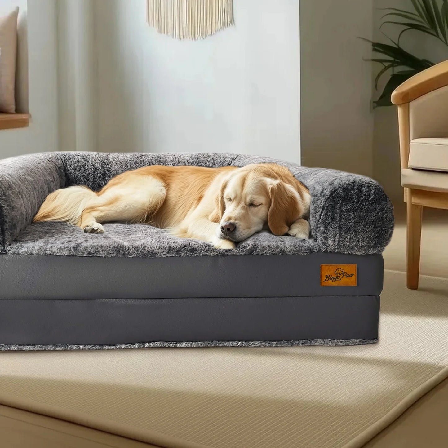 180cm Long Human Dog Bed Fits Adults and Pets Foldable Orthopedic Pet Bed Plush Cushion Cover with Bolster