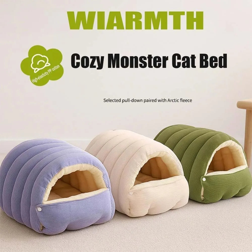 Cozy Winter Cave Dog Bed: Enclosed Plush Cover for Dogs and Cats, Removable Washable, Suitable for Small to Large Pets