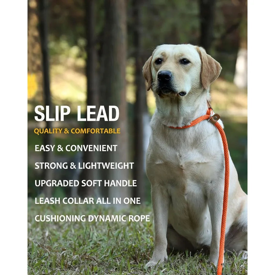 Heavy Duty Braided Dog Leash for Training and Walking: 5FT 6FT 8FT Adjustable Length Strong Slip Lead Design for Large Breeds D