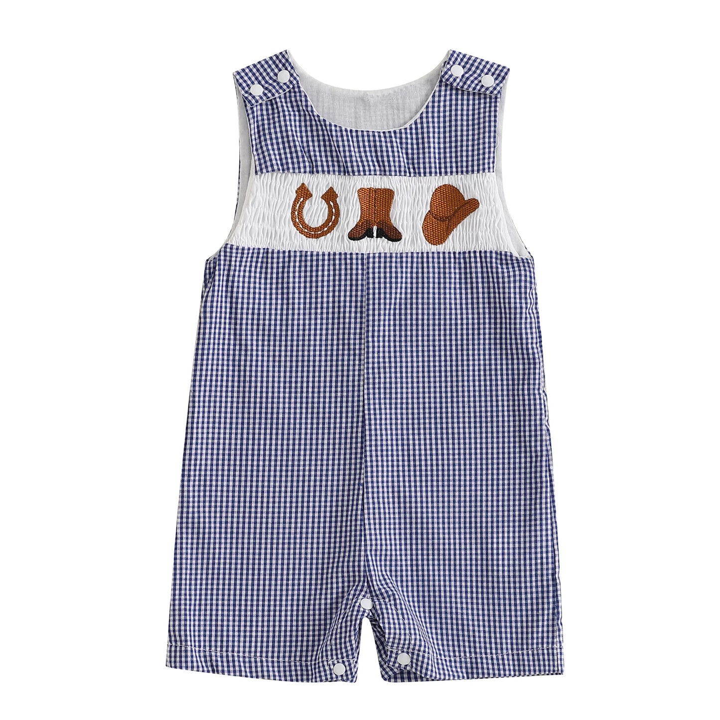 New Baby Boy Romper Cute Embroidered Sleeveless Buttons Short Jumpsuits 2026 Summer Toddler Overalls 0-18M