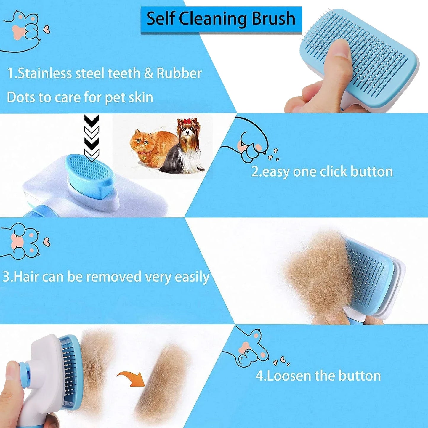 Dog Hair Remover Brush Cat  Hair Grooming And Care Comb For Long Hair  Pet Removes Hairs Cleaning Bath Brush  Supplies