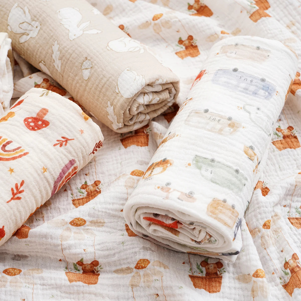 All Season New Arrival 100% Cotton Baby Muslin Swaddle Blanket Newborn Bath Towel Cute Infant Quilt Size 100x100cm