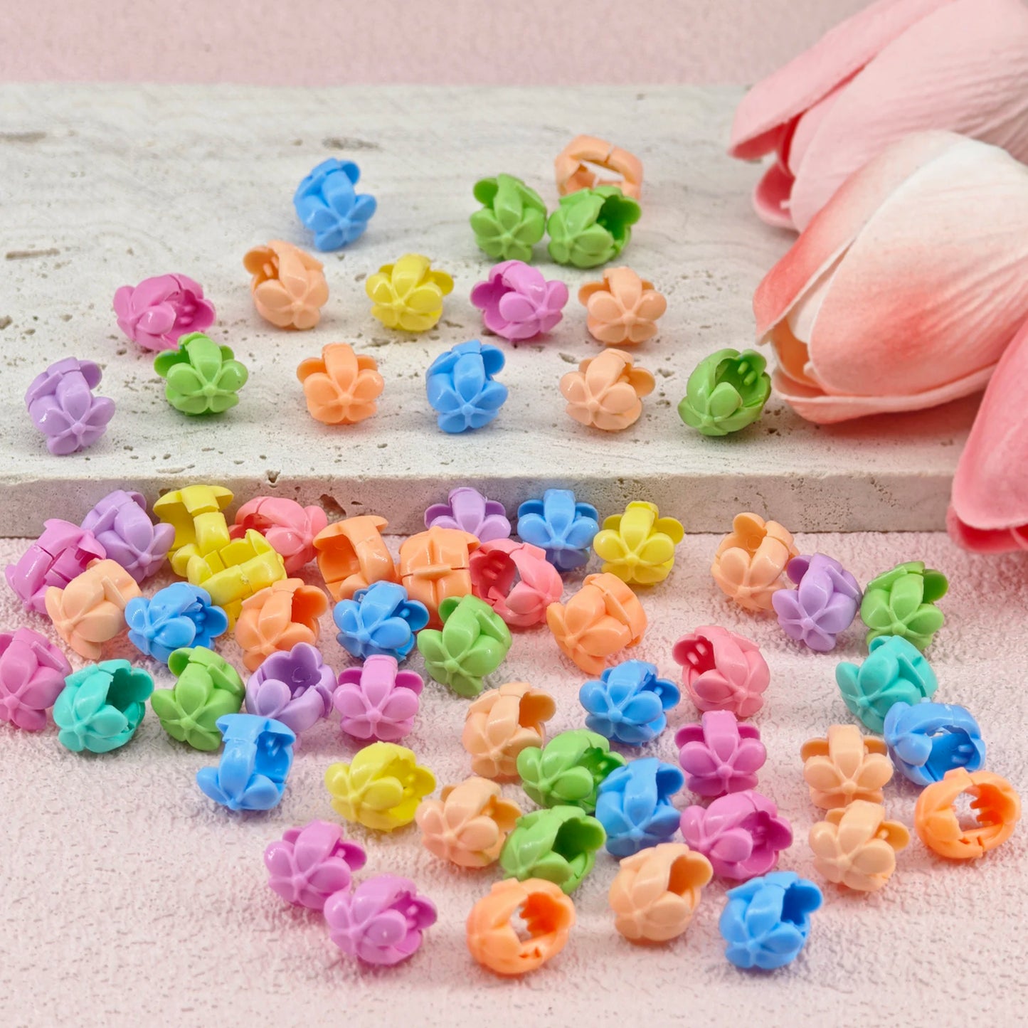 60pcs Hair Braids Beads Headwear Cute Candy Colors Plastic summer  Hair Claw Clips  Hair Accessories Loc Hair Jewelry for Braids hair accessories