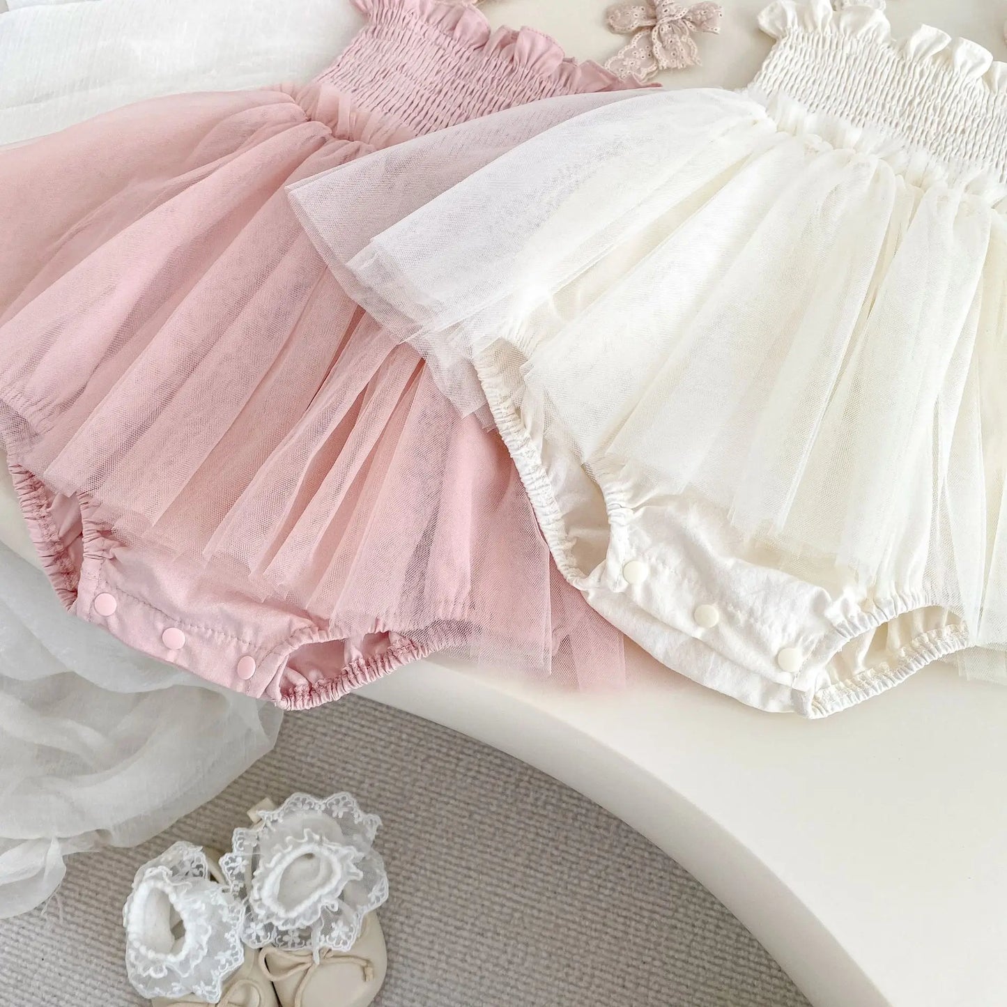 Summer 0-2Y Baby Girls Clothes Mesh Ruffle Baby Bodysuit Toddler Camisole One Piece Cute Baby Outfit Dress Style Romper