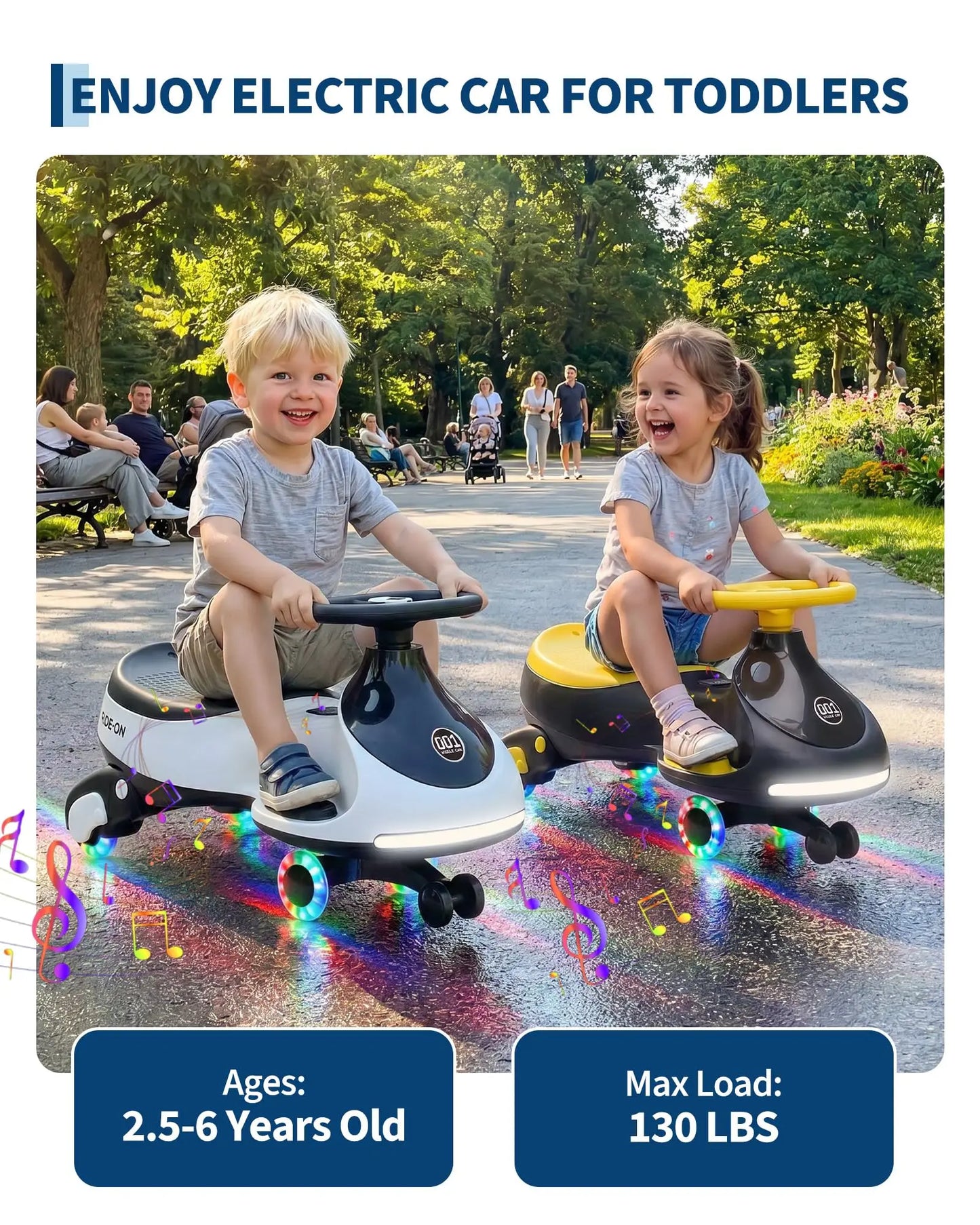 12V Electric Wiggle Car For Kids, 2 In 1 Ride On Swing Car With Pedal, Flashing Wheels Music, Anti-Rollover Toy For Toddlers