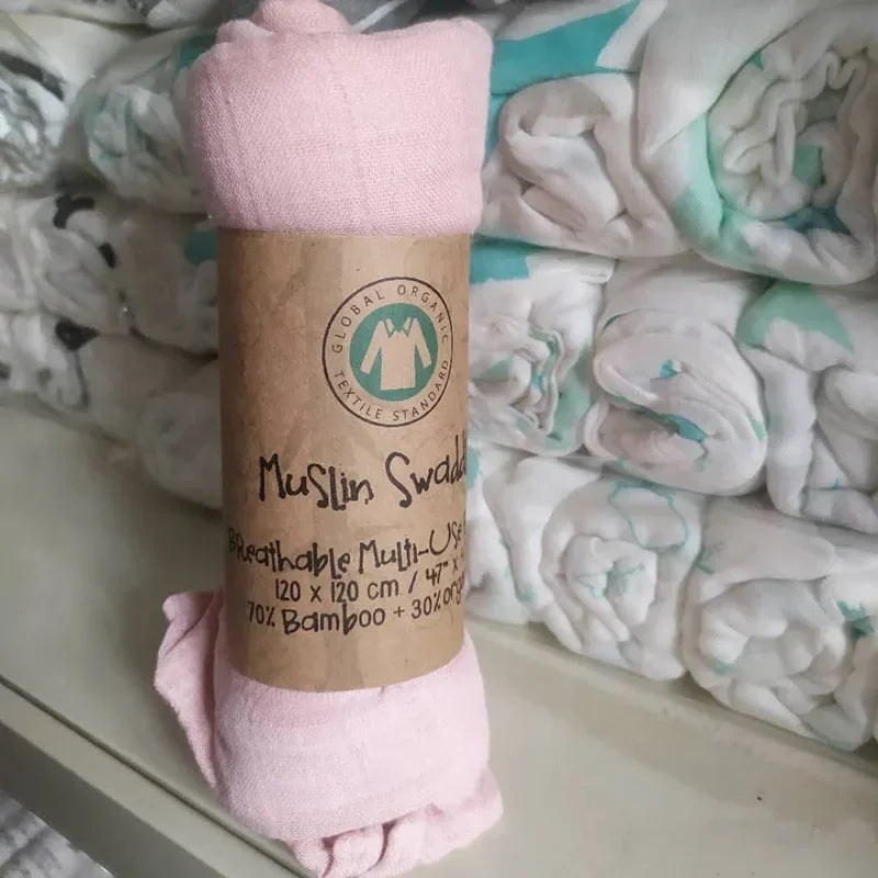 Baby Swaddle Bamboo Cotton Blanket Wrap Gauze Feeding Scraf Burp Cloths Bath Towel Baby Swaddle Small Size Solid Color BabyStuff