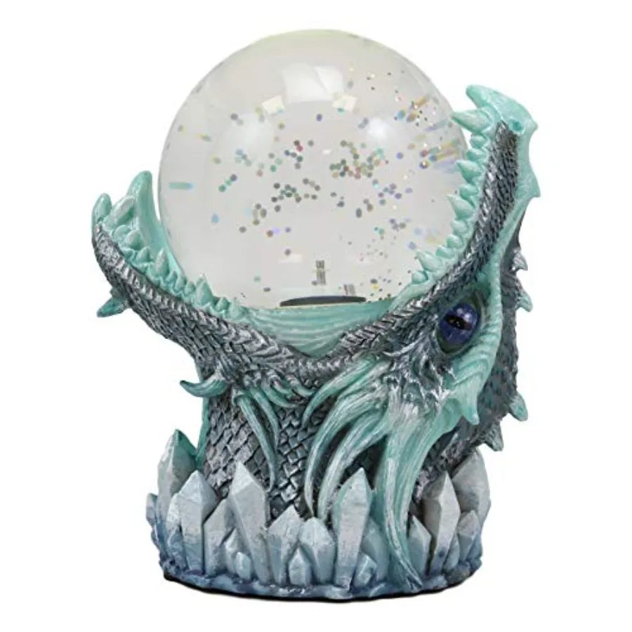 Blue ICY Frost Giant Leviathan Dragon LED Night Light Glitter Sparkle Water Globe Storm Ball Figurine with Sound Activated Sens