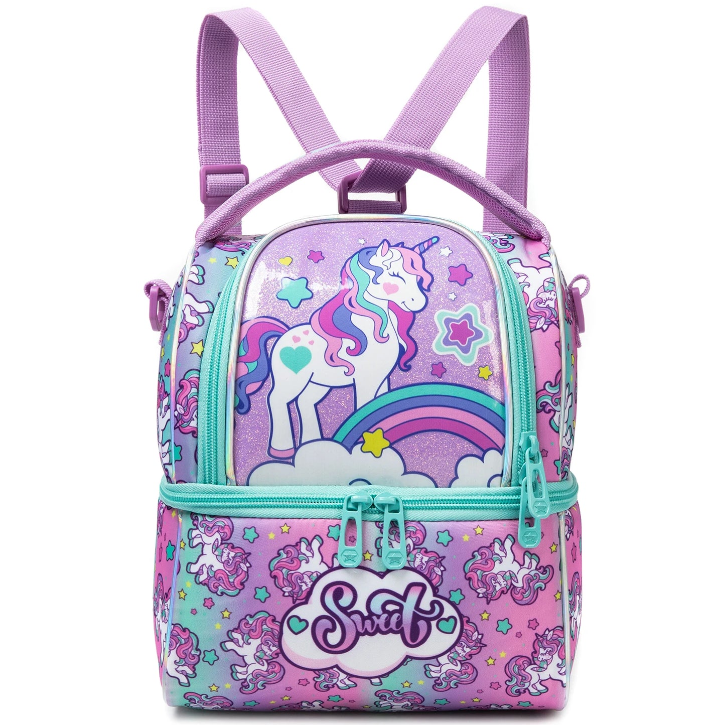 MYHSBYO Kids Lunch Bag Girls Backpack Insulated Cooler Bag for Girls and Boys Travel Lunch Tote with Adjustable Strap