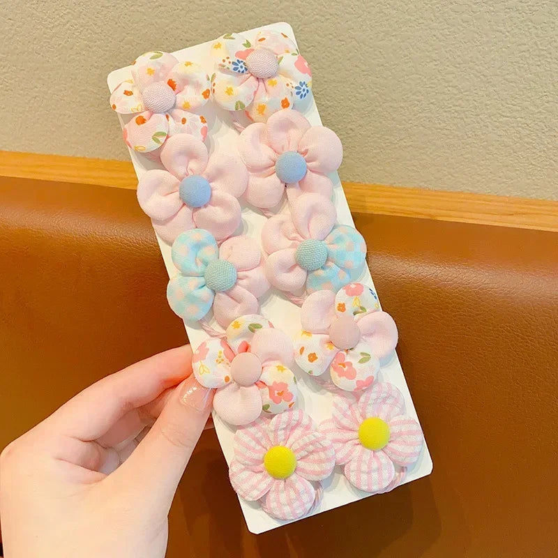 10 Pcs/Set New Baby Girl Cute Colors Flower Hair Bands Ponytail Holder Chilren Soft Scrunchies Rubber Kids Hair Accessories